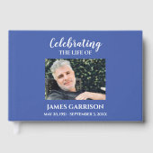 White on Blue Celebration of Life with Foto Guest Gästebuch (Vorderseite)