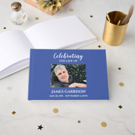 White on Blue Celebration of Life with Foto Guest Gästebuch