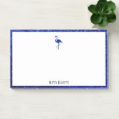 White on Blue Imitats Glitzer Flamingo & Border, N Post-it Klebezettel (Büro)