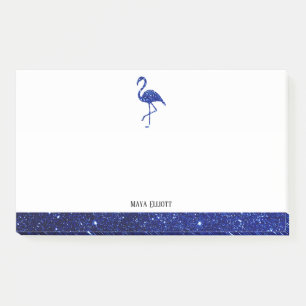 White on Blue Imitats Glitzer Flamingo & Border, N Post-it Klebezettel