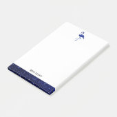 White on Blue Imitats Glitzer Flamingo & Border, N Post-it Klebezettel (angewinkelt)