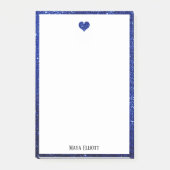 White on Blue Imitats Glitzer Herz und Grenze, Nam Post-it Klebezettel (Vorderseite)