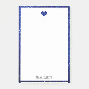 White on Blue Imitats Glitzer Herz und Grenze, Nam Post-it Klebezettel