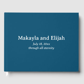 White on Blue Minimalistisch Wedding Gästebuch