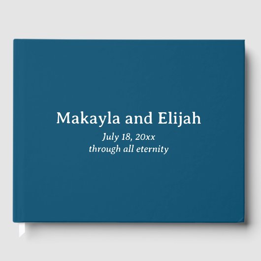 White on Blue Minimalistisch Wedding Gästebuch (Vorderseite)