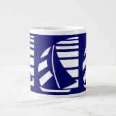 White on Blue Racing Boats Jumbo Coffee Tasse (Vorderseite)