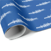 White on Blue Rowing Rowers Crew Team Water Sports Geschenkpapier (Rolleneckpunkt)