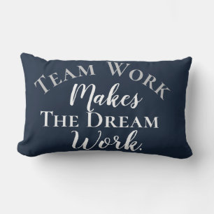 White on Blue Teamwork macht die Traumarbeit Lendenkissen