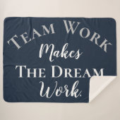 White on Blue Teamwork macht die Traumarbeit Sherpadecke (Vorderseite (Horizontal))