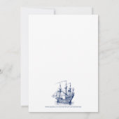 White on Blue Vintag Wind Segelboot Einladung (Rückseite)