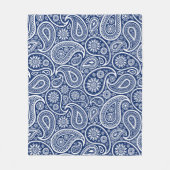White on blue vintage paisley pattern fleecedecke (Vorderseite)