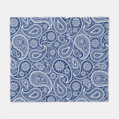White on blue vintage paisley pattern fleecedecke (Vorderseite (Horizontal))