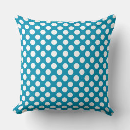 White on Bright Blue Jumbo Polka Dots Kissen