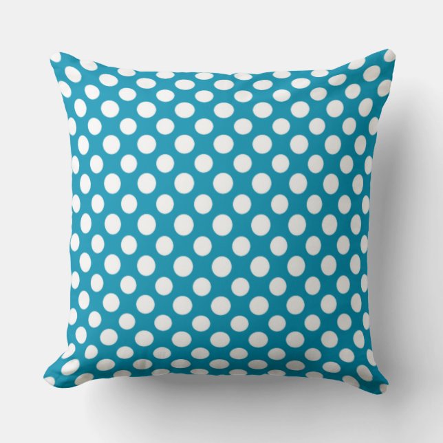 White on Bright Blue Jumbo Polka Dots Kissen (Vorderseite)