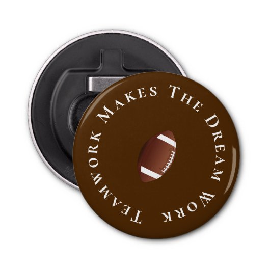 White on Brown Teamwork macht die Traumarbeit Flaschenöffner (Vorderseite)