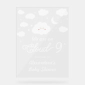 White on Cloud 9 Baby Dusche Empfang Acrylschild (Vorderseite)