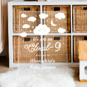 White on Cloud 9 Baby Dusche Empfang Acrylschild