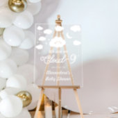 White on Cloud 9 Baby Dusche Empfang Acrylschild