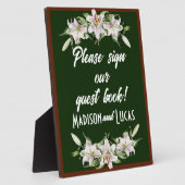 White on Deep Green Calla Lilies Guest Book Fotoplatte (Seite)