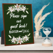 White on Deep Green Calla Lilies Guest Book Fotoplatte (Seite)