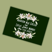 White on Deep Green Calla Lilies Wedding Dankeskarte