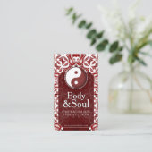 White on Deep Red New Age Yin Yang Geometry Visitenkarte (Stehend Vorderseite)