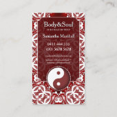 White on Deep Red New Age Yin Yang Geometry Visitenkarte (Rückseite)