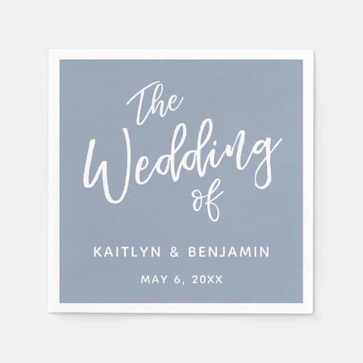White on Dusty Blue Typografie The Wedding of Serviette (Vorderseite)