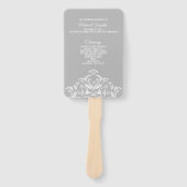 White on Gray Elegant Damask Wedding Program Fan Fächer (Vorderseite)