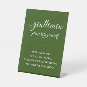 White on Green Men's Bathroom Basket Wedding Sockelschild