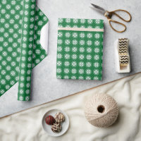 White on Green Nordic Sweater Snowflake Muster