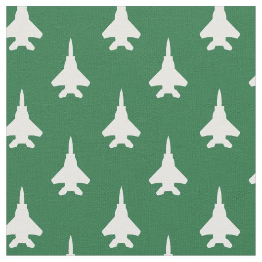 White on Green Strike Eagle Fighter Jet Muster Stoff (Nahaufnahme)