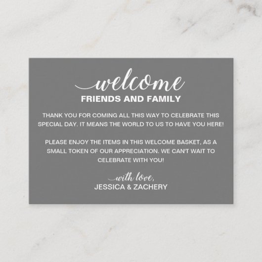 White on Grey Wedding Willkommensgeschenk Beutel K Platzkarte (Vorderseite)