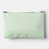 White on Jade Green Polka Dot Muster mit Name Zubehörtasche (Rückseite)