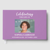 White on Lavender Feier des Lebens mit Foto Gästebuch (Vorderseite)