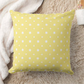 White on Lemon Yellow Quirky Polka Dot Pattern Kissen (Decke)