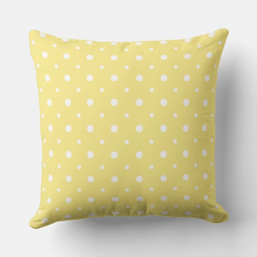 White on Lemon Yellow Quirky Polka Dot Pattern Kissen (Rückseite)