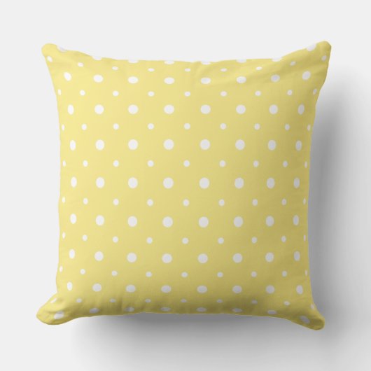 White on Lemon Yellow Quirky Polka Dot Pattern Kissen (Vorderseite)