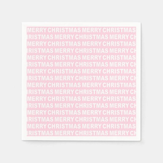 White on Light Pink Weihnachtstypografie Serviette (Vorderseite)