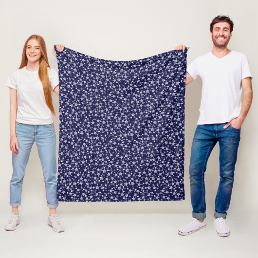 White on Midnight Blue | Muster für Linoldruckstar Fleecedecke (Beispiel)