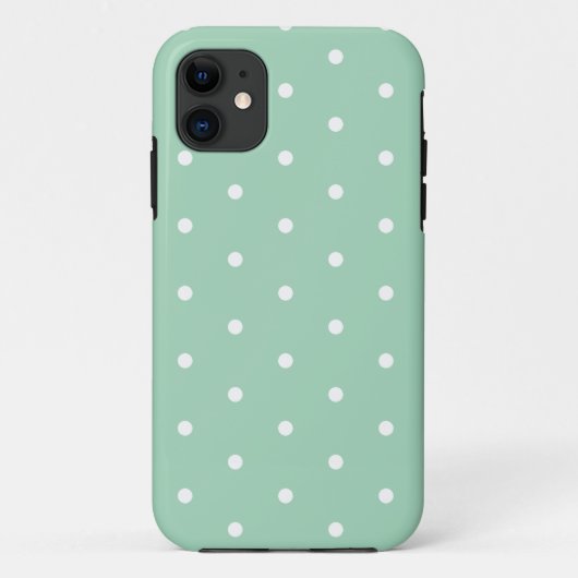 White on Mint Polka Dots Case-Mate iPhone Hülle (Rückseite)