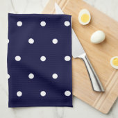 White on Navy Polka Dots Küchentuch (Viertel Falte)