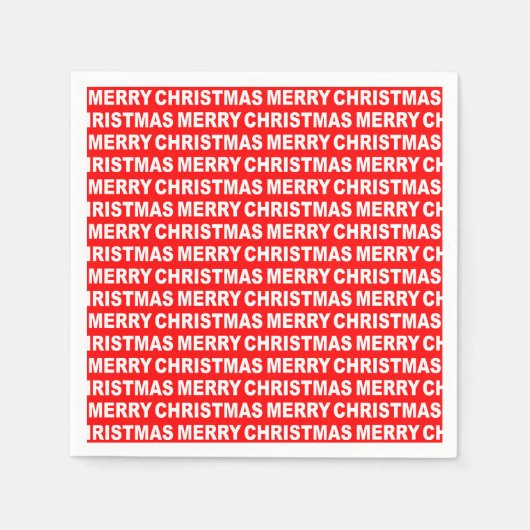 White on Red Christmas Typografy Paper Napkin Serviette (Vorderseite)