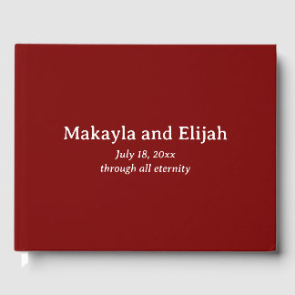 White on Red Minimalistisch Wedding Gästebuch