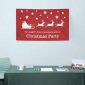White on Red Santa Sleigh & Stars Weihnachts-Party Banner (Messeveranstaltung)