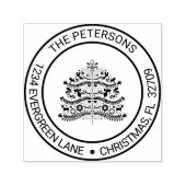 White on Red Scandinavian Christmas Tree Adresse Permastempel (Design)