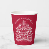 White on Red Scandinavian Christmas Tree Pappbecher (Vorderseite)