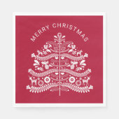 White on Red Scandinavian Christmas Tree Serviette (Vorderseite)