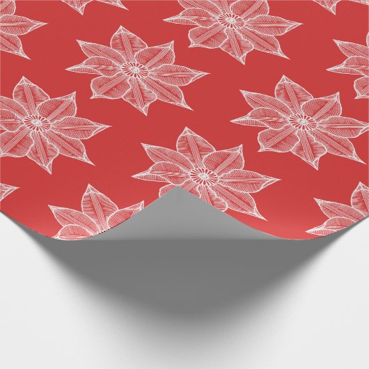 White on Red Sketchy Blume Geschenkpapier (Ecke)