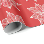 White on Red Sketchy Blume Geschenkpapier (Rolleneckpunkt)